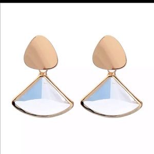 2/$12 Gold and Geometric Crystal Drop Earrings